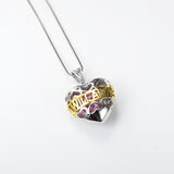 925Silver 3D Hollow Out Skeleton Heart Pendant Necklace