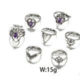 Retro Purple Crystal joint ring set- Free with Purchase