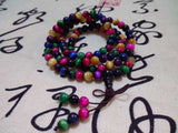 Natural crystal red / yellow / blue Tigereye 108 beads bracelet m/f