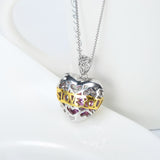 925Silver 3D Hollow Out Skeleton Heart Pendant Necklace