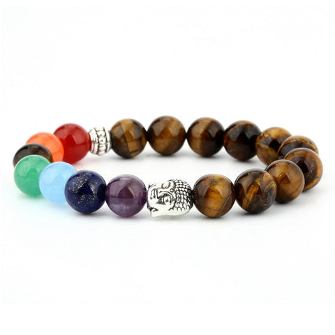 6mm natural stone green Dongling red agate yoga chakra bracelet