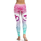 JIGERJOGER 2018 new blue decolorization Mandala Pink leggings women plus size XL Athletic Yoga Leggings Running fitness workout pants