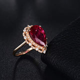 Aokarry Fine Jewelry - 18K Rose Gold Wedding Bands for Women 4ct Pear Cut Tourmaline with 0.28ct Diamond Promise Engagement Ring Size 11