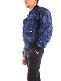 Versace Jeans Couture Baroque Print Full Zip Blue/Black Bomber Winter Reversible Jacket-S for Mens