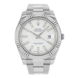 New Rolex Datejust II 41MM 18K White Gold Bezel Stainless Steel Mens Watch 116334 WIO