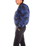 Versace Jeans Couture Baroque Print Full Zip Blue/Black Bomber Winter Reversible Jacket-S for Mens