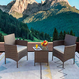 Greesum GS-3RCS8BG 3 Pieces Outdoor Patio Furniture Sets, Brown and Beige
