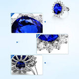 Aokarry Women Jewelry 18K White Gold Blue Oval Shape 6.75Ct Tanzanite Diamond Wedding Engagement Rings Size 7.5