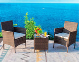 Greesum GS-3RCS8BG 3 Pieces Outdoor Patio Furniture Sets, Brown and Beige