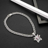 Xikui Cuban Link Chain, 18K Gold Plated Jewelry Men/Women Titanium Steel Necklace Hip Hop Diamond Chain Chunky Chain Width 13MM Length 19.7in(50cm), Iced Out Chain Gifts (Sliver)