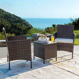 Greesum GS-3RCS8BG 3 Pieces Outdoor Patio Furniture Sets, Brown and Beige