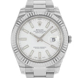 New Rolex Datejust II 41MM 18K White Gold Bezel Stainless Steel Mens Watch 116334 WIO