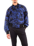 Versace Jeans Couture Baroque Print Full Zip Blue/Black Bomber Winter Reversible Jacket-S for Mens