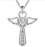Violet Silver Angel Love Heart Pendant- Free With Purchase