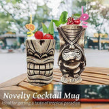 Tiki Mugs Set – Large Ceramic Tiki Mug, Cocktail Mugs for Mai Tai, Punch, Pina Colada, and Tropical bar Drinks (TIKISET)