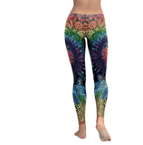 Rainbow Burst Mandala Flower Yoga/Workout Leggings