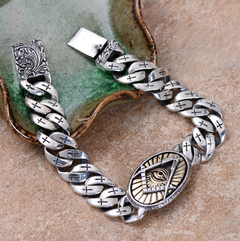 Eye of God Bracelets &  Master Sculpture Vintage Phoenix and Cross  Punk Bracelet