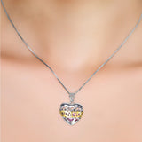 925Silver 3D Hollow Out Skeleton Heart Pendant Necklace
