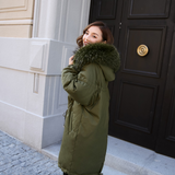 Large Fur Collar Hooded Thick Coat