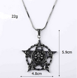 Pirate Skull titanium pendant Pentagram