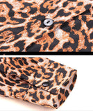 Leopard Chiffon Shirt Lapel long