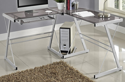 Computer L Shaped Desk Glass Top