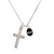 Black Easter Egg with Clear Crystal Band - Strong and Courageous - Cross Necklace