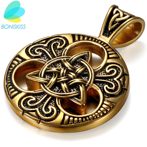Gold Stainless Steel Necklace -  Ethnic Celtic Knot