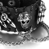 Punk Rock Black Men Wide Leather Bracelets