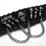 Punk Rock Black Men Wide Leather Bracelets