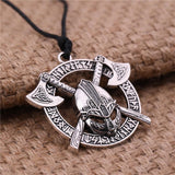 Viking Axe Helmet Pendant Necklace Odin
