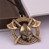 Viking Axe Helmet Pendant Necklace Odin