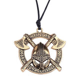 Viking Axe Helmet Pendant Necklace Odin