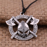Viking Axe Helmet Pendant Necklace Odin