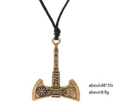 Viking Valknut And Vegvisir Compass Axe Pendant Necklace