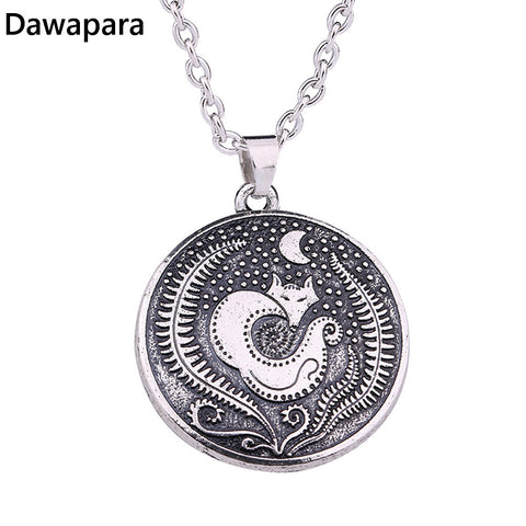 Dawapara Vinking Fox Moon pendant&amp;necklace Supernatural Norse Viking Necklace For Men Talisman Original jewelry