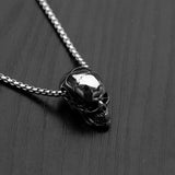 HNSP Punk Stainless Steel Chain Skull Pendant Necklace For Men Male