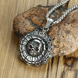 HNSP Punk Stainless Steel Chain Skull Pendant Necklace For Men Male