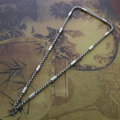 Titanium steel men and women necklace square pearl stainless steel pendant Buddha chain with chain