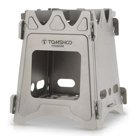 TOMSHOO Camping Wood Stove Portable Outdoor Folding Titanium Wood Stove Burning for Backpacking Survival Cooking Picnic Hunting