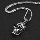 HNSP Punk Stainless Steel Chain Skull Pendant Necklace For Men Male