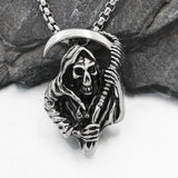 HNSP Punk Stainless Steel Chain Skull Pendant Necklace For Men Male
