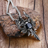 Modyle 2019 New Rock Punk Sword Dragon Bat Link Chain Necklaces for Men Punk Rock Stainless Steel Necklace