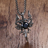 Modyle 2019 New Rock Punk Sword Dragon Bat Link Chain Necklaces for Men Punk Rock Stainless Steel Necklace