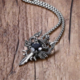 Modyle 2019 New Rock Punk Sword Dragon Bat Link Chain Necklaces for Men Punk Rock Stainless Steel Necklace