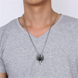 Modyle 2019 New Rock Punk Sword Dragon Bat Link Chain Necklaces for Men Punk Rock Stainless Steel Necklace