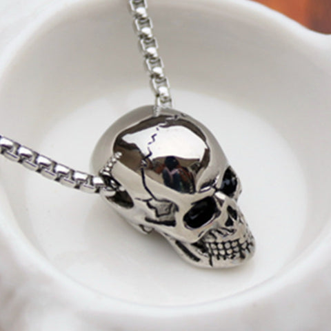 HNSP Punk Stainless Steel Chain Skull Pendant Necklace For Men Male