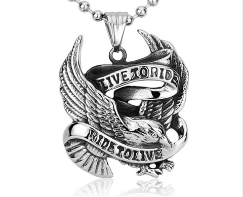 Rider Pendant "Live to Ride" - (SELF-DEFENSE CHAIN ATTACHABLE - SEE DESCRIPTION FOR COMPATIBILITY)