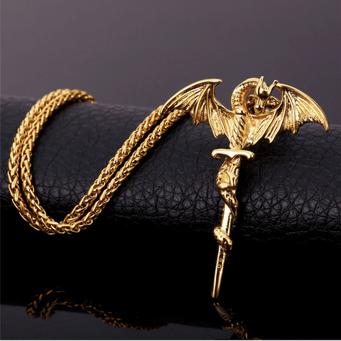 Mythic Dragon Pendant - (SELF-DEFENSE CHAIN ATTACHABLE - SEE DESCRIPTION FOR COMPATIBILITY)