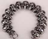 Stainless Steel Bracelet skull biker Silver Toned
